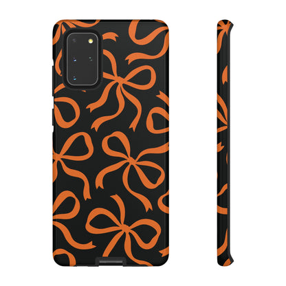 Bold Black and Burnt Orange Bow Pattern Phone Case