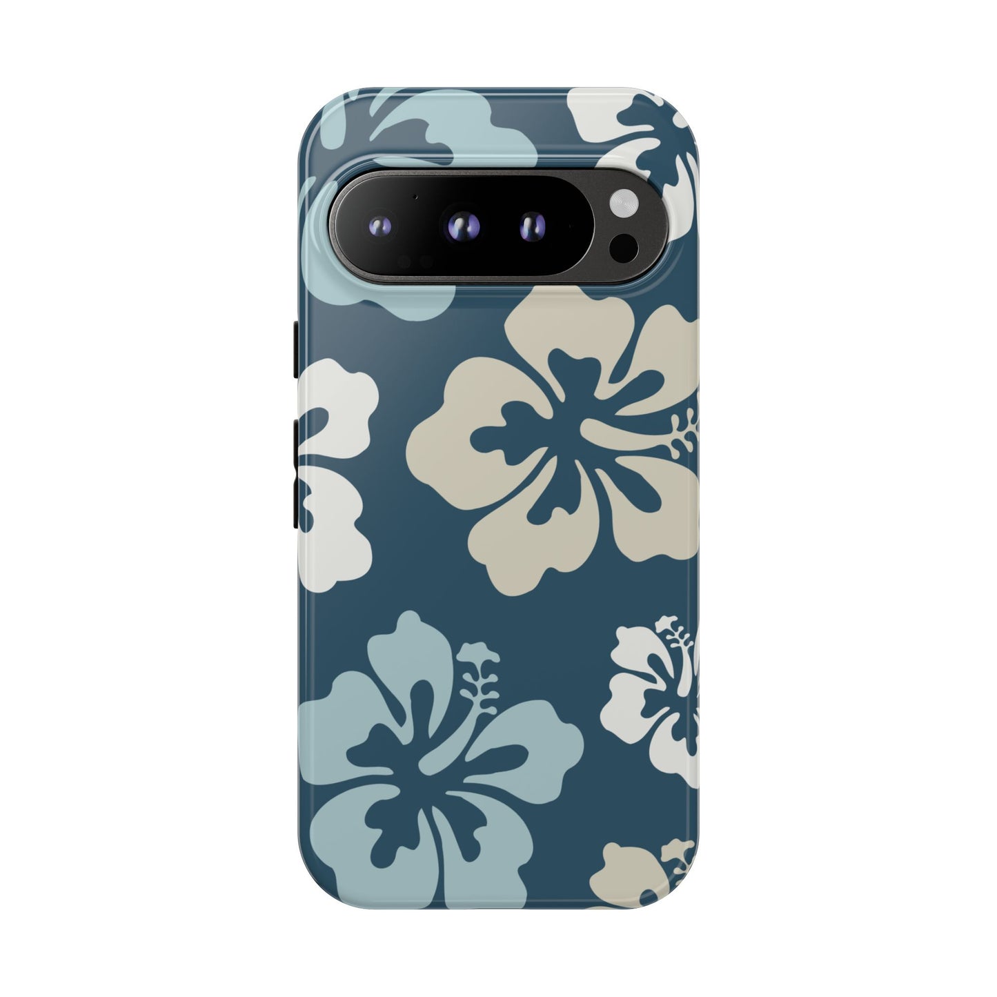 Google Pixel 9 Pro / Glossy Phone Case - ’Blue Hibiscus Retro Pattern #1’ Phone Case