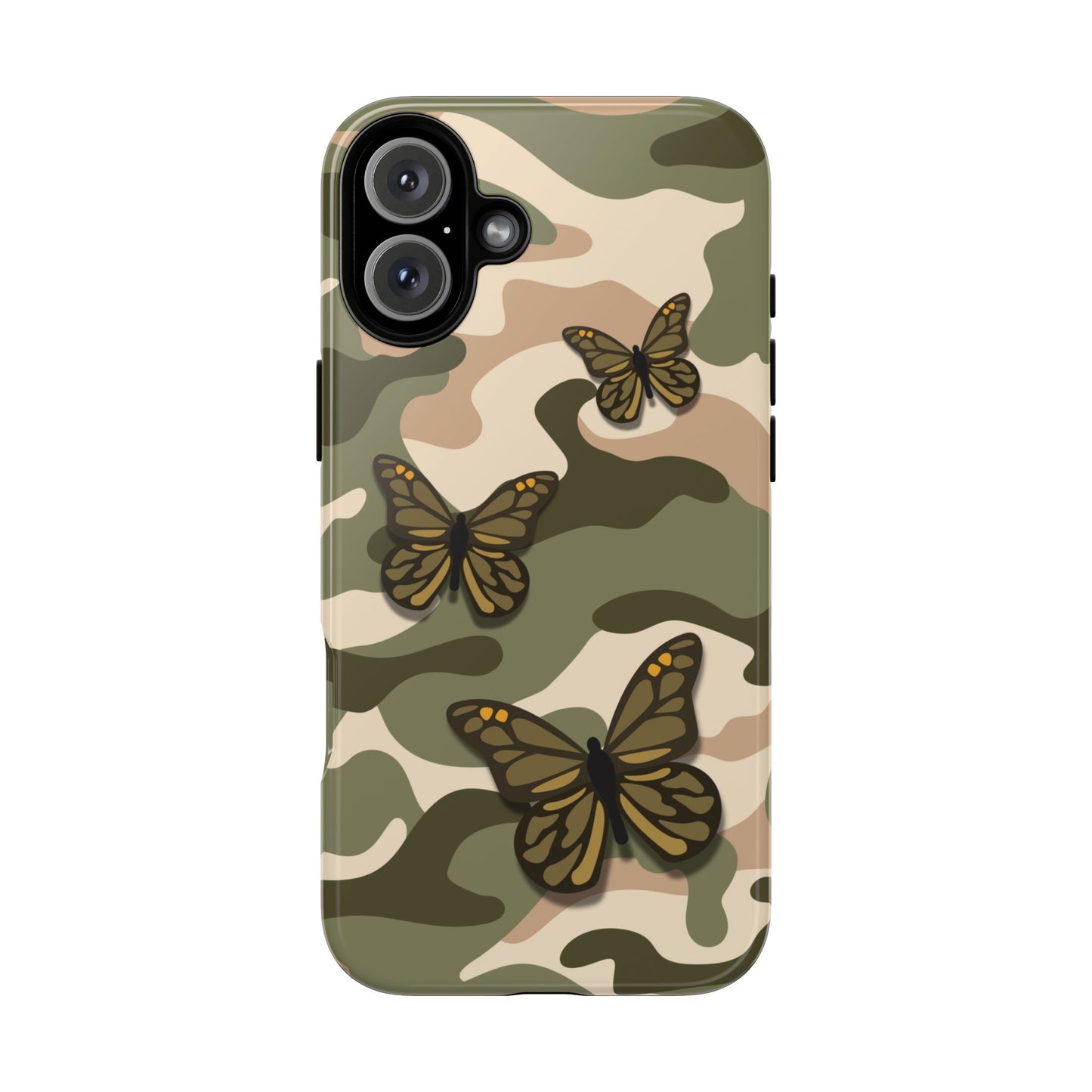 iPhone 16 Plus / Glossy Phone Case - Green Butterfly Camo Phone Case