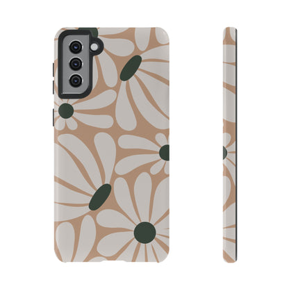 Samsung Galaxy S21 Plus / Glossy Phone Case - ’Retro Beige & White Daisy Pattern’ Phone Case