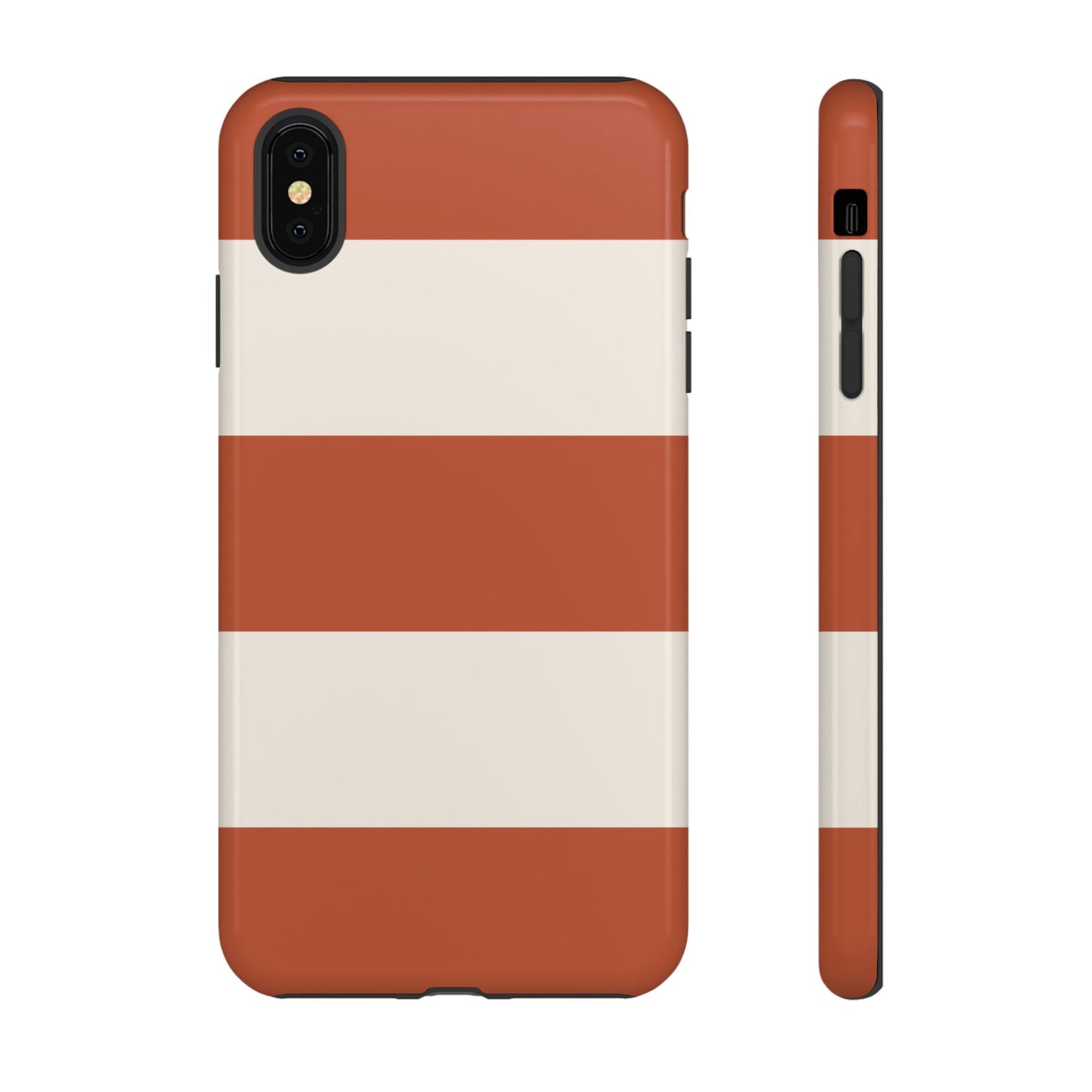 iPhone XS MAX / Glossy Phone Case - Terracotta Horizontal Stripe Pattern Phone Case