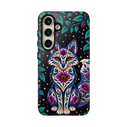 Vibrant Purple and Teal Calavera Fox Phone Case - Multicolor Phone Case - Samsung Galaxy S24 / Glossy