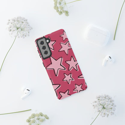 Raspberry Pink Doodle Star Phone Case