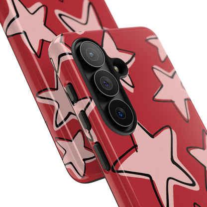Cherry Red Doodle Star Phone Case