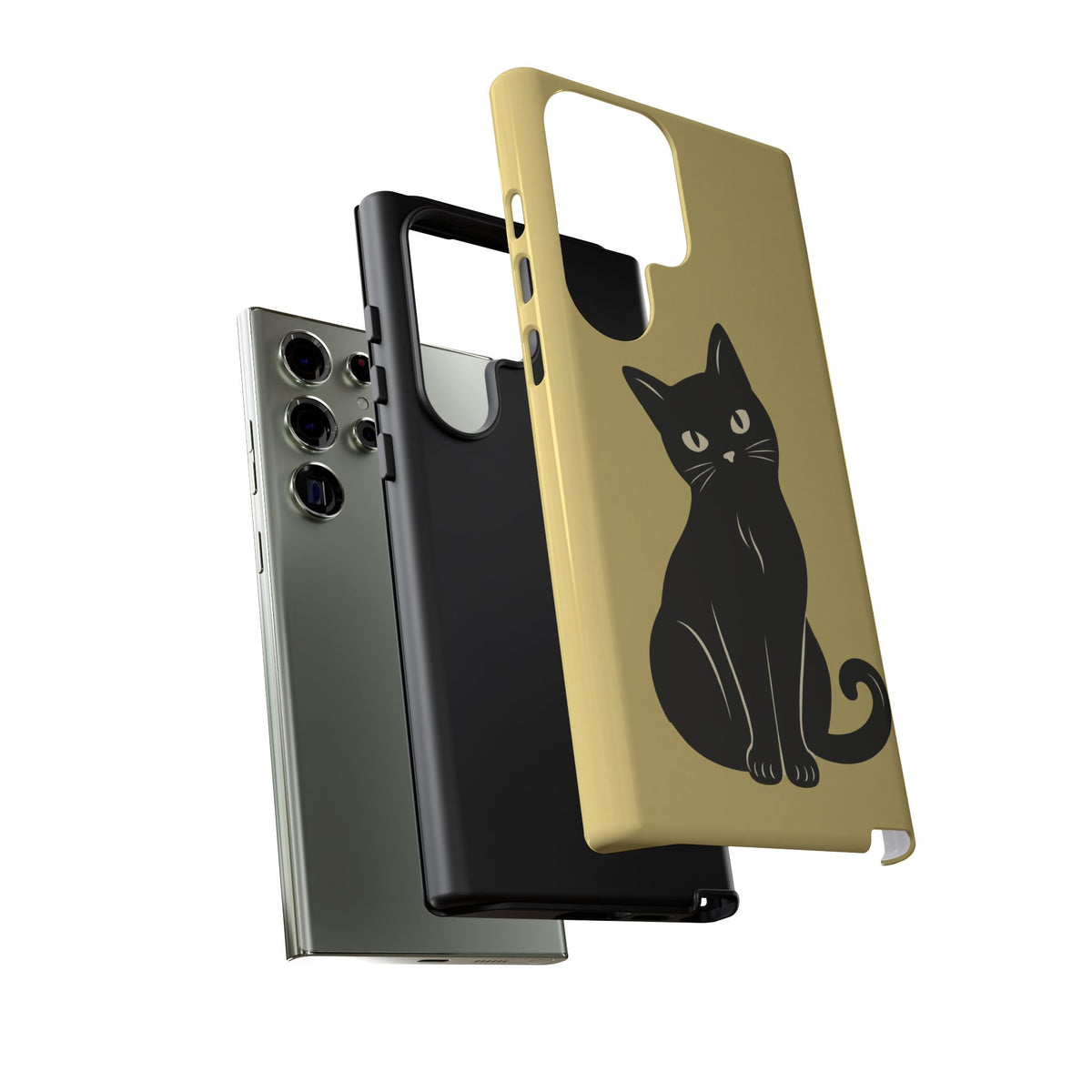Minimalist Butter Yellow & Black Cat Phone Case