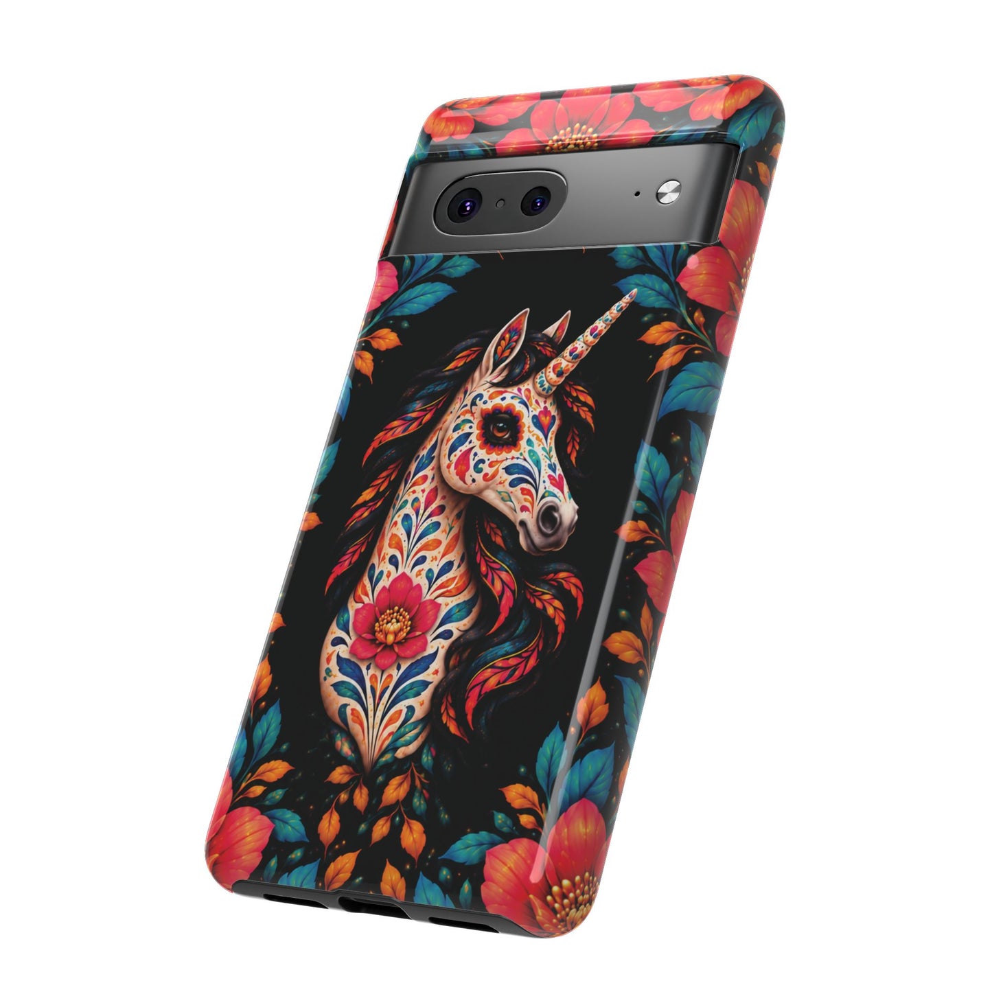 Elegant Pink and Turquoise Calavera Unicorn Phone Case - Phone Case