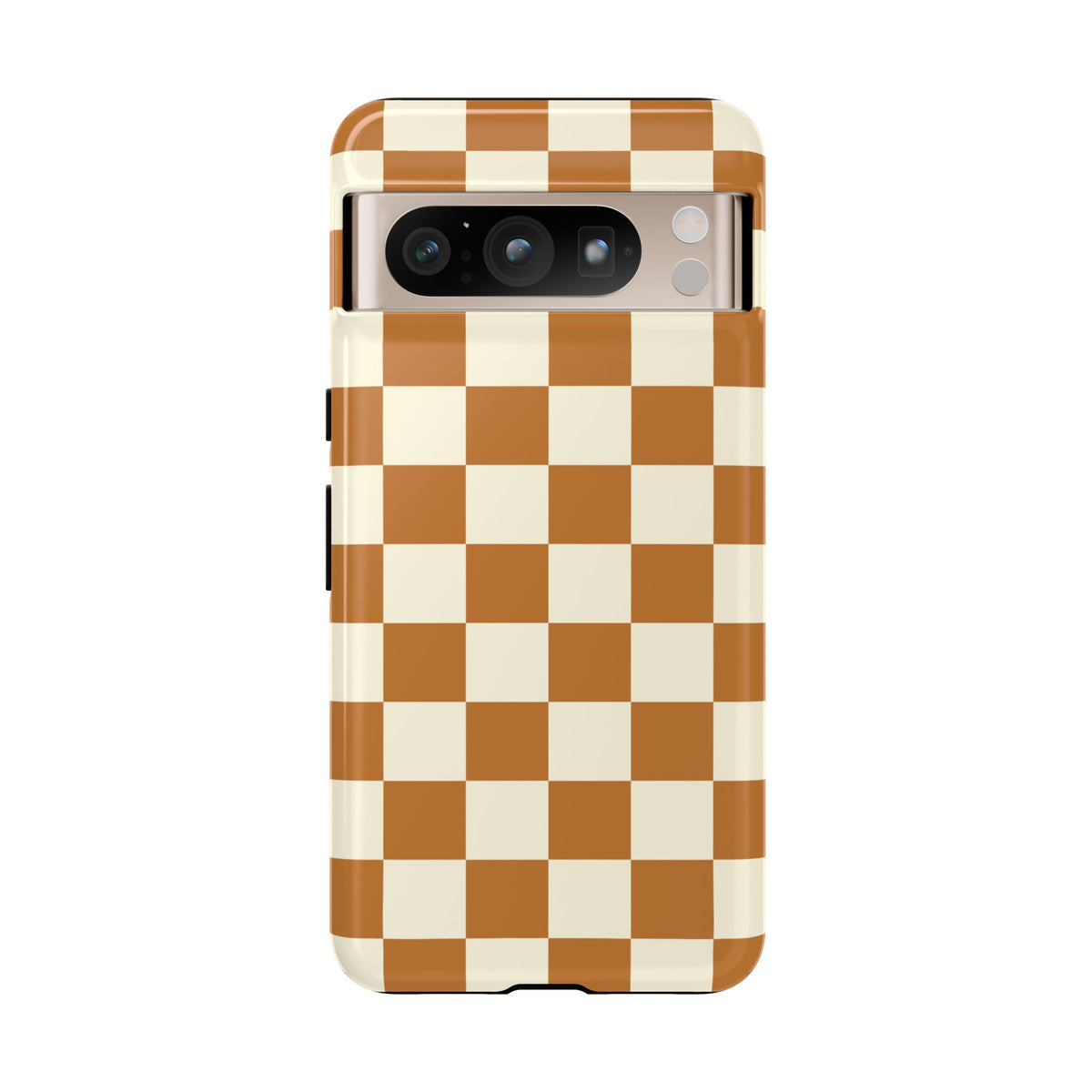 Orange & White Checked Pattern Phone Case - Orange Phone Case - Google Pixel 8 Pro / Glossy