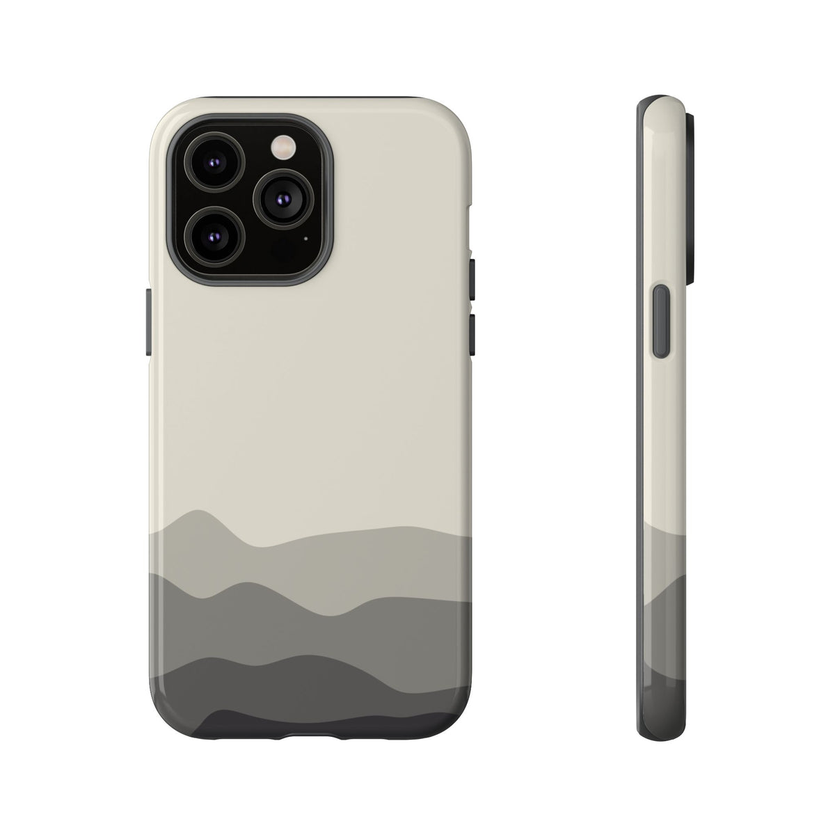 Ivory Abstract Waves Protective Phone Case - White Phone Case - iPhone 14 Pro Max / Glossy