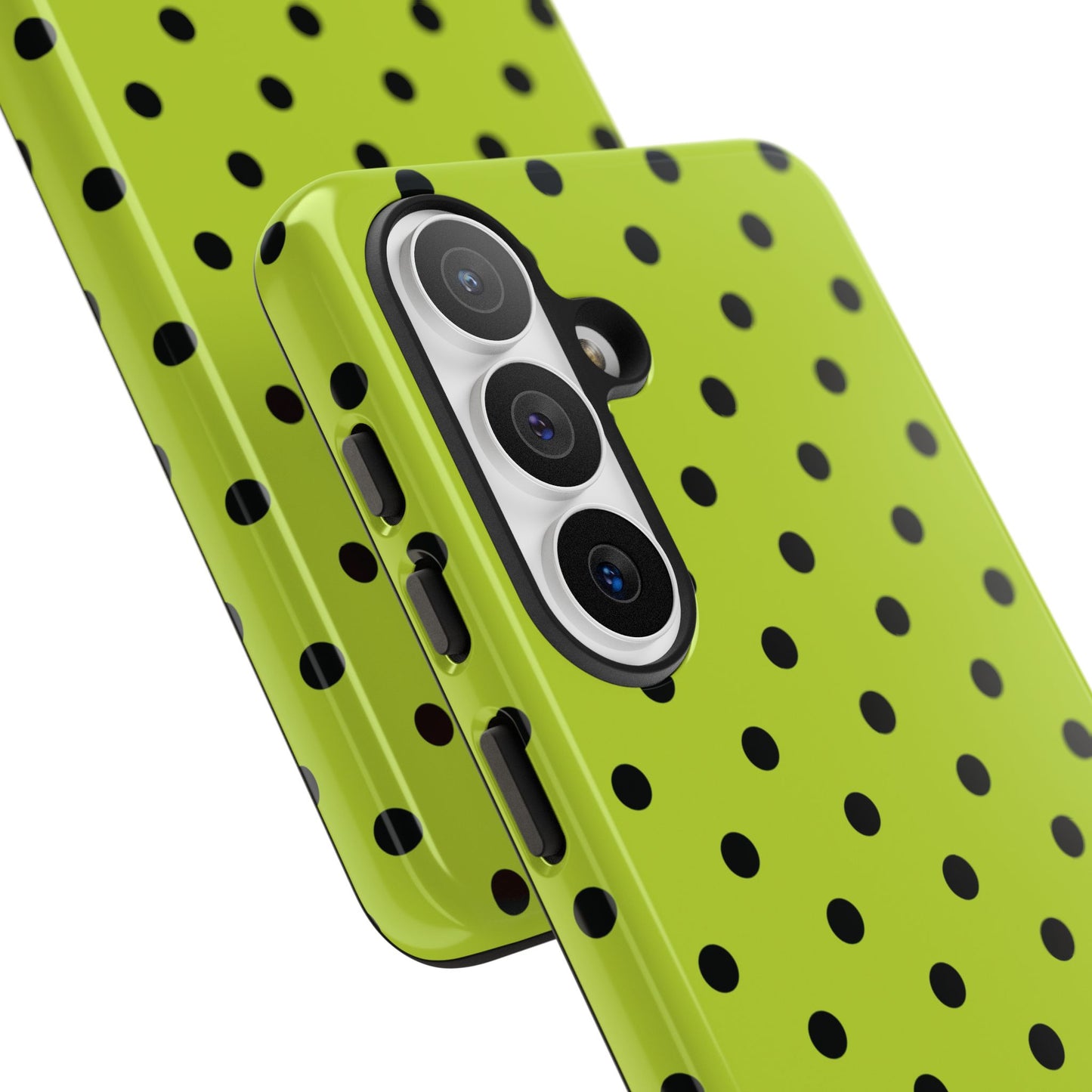 Trendy Neon Lime Green & Black Dot Pattern Phone Case