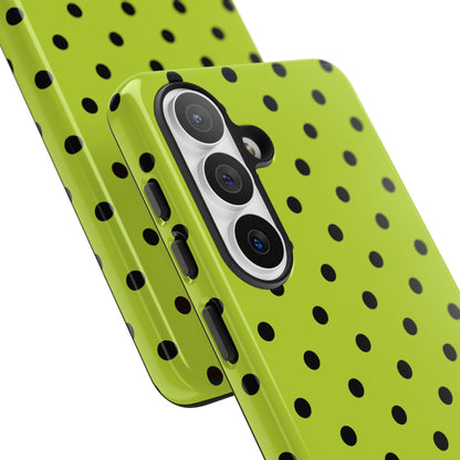 Trendy Neon Lime Green & Black Dot Pattern Phone Case