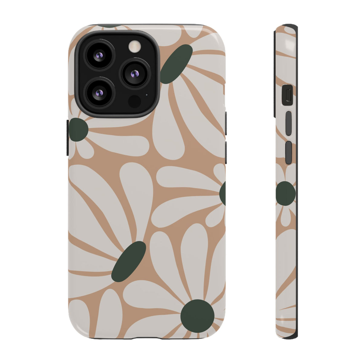 Retro Beige & White Daisy Pattern Phone Case - Beige Phone Case - iPhone 13 Pro / Glossy