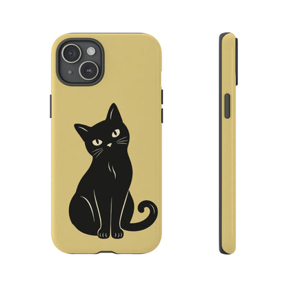 Minimalist Butter Yellow & Black Cat Phone Case