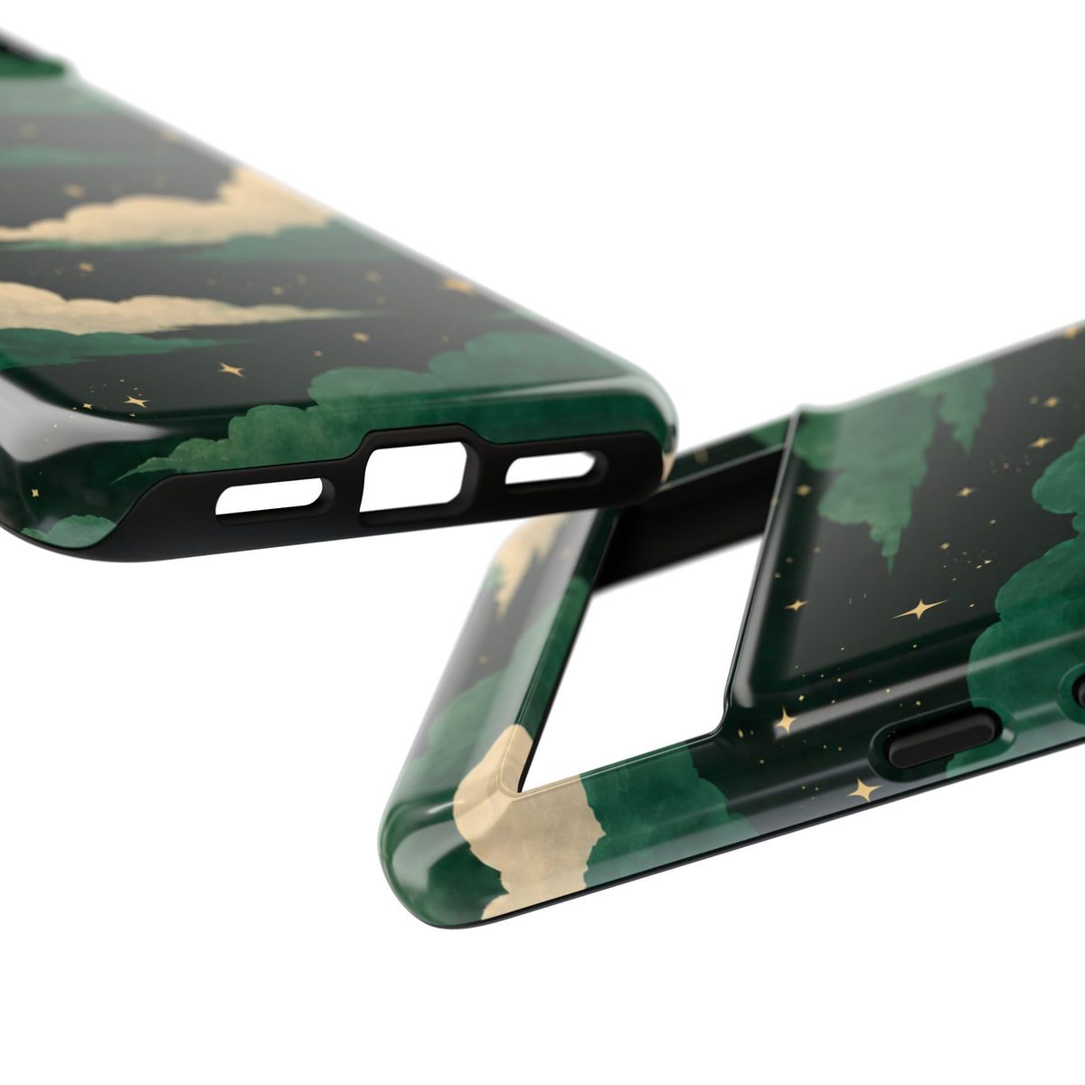 Illustrated Emerald Green Clouds & Stars Phone Case