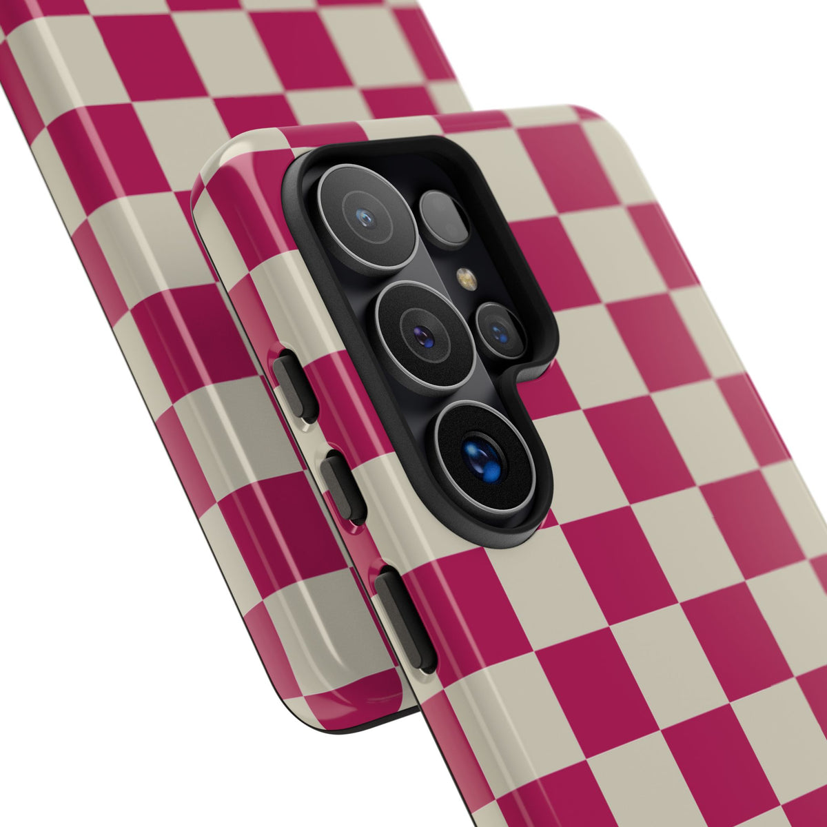 Pink & White Checked Pattern Phone Case - Pink Phone Case