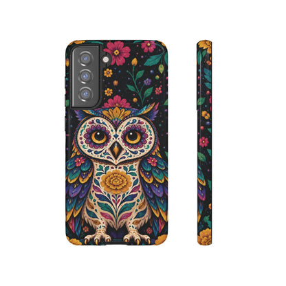 Vibrant Purple and Teal Calavera Owl Phone Case - Multicolor Phone Case - Samsung Galaxy S21 FE / Glossy