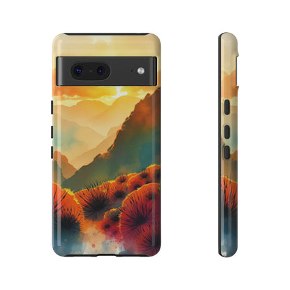 Google Pixel 7 / Glossy Phone Case - Ideallic Watercolour Sunset Design Phone Case