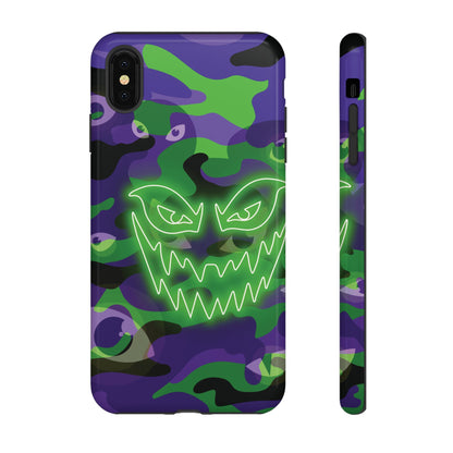 iPhone XS MAX / Glossy Phone Case - Green & Purple Neon Face Camo Phone Case