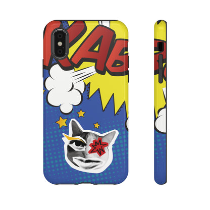 iPhone X / Glossy Phone Case - Bold Blue Pop Art Cat Phone Case