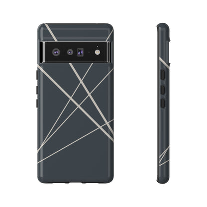 Abstract Blue with Beige Lines Phone Case - Blue Phone Case - Google Pixel 6 Pro / Glossy