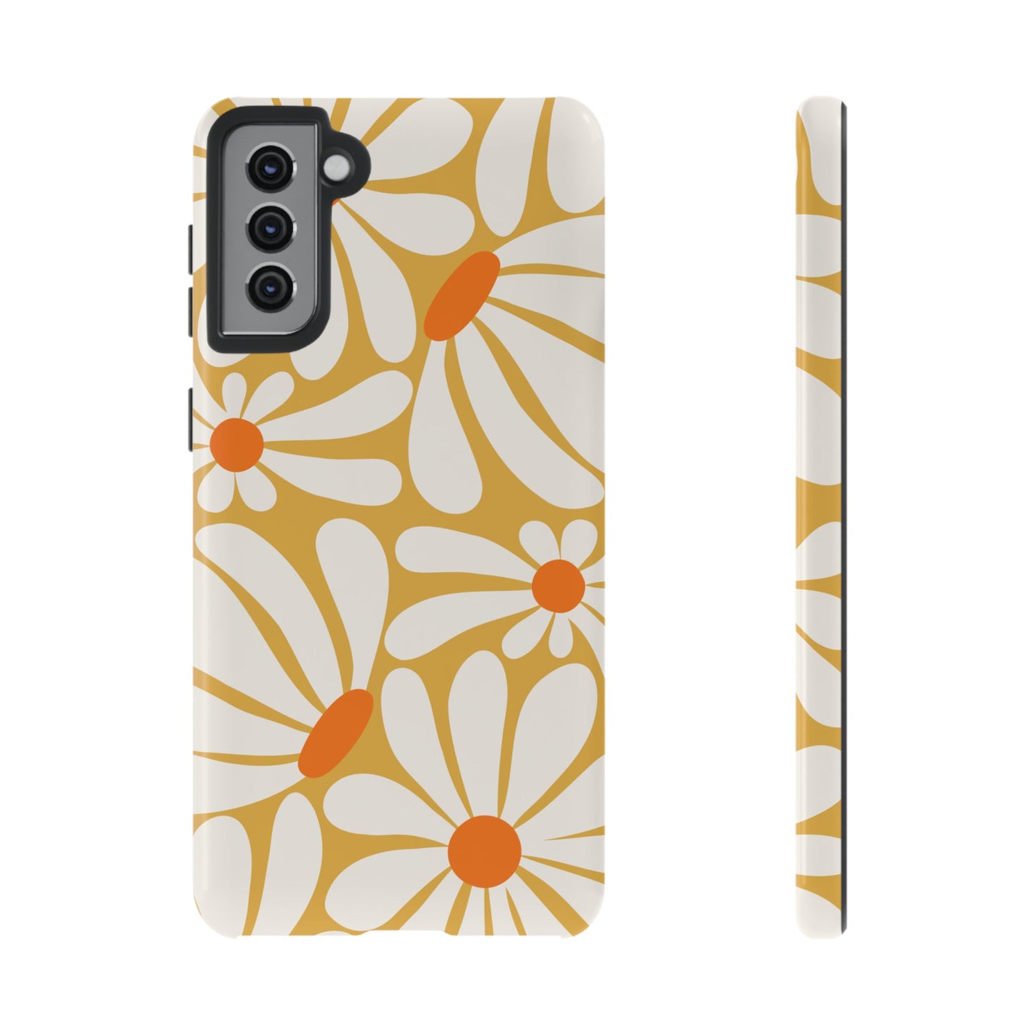Samsung Galaxy S21 Plus / Glossy Phone Case - Retro Yellow Daisy Pattern Phone Case
