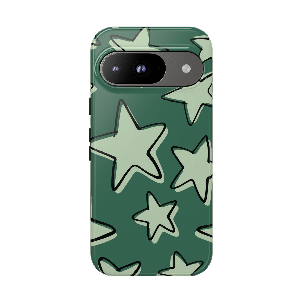 Forest Green Doodle Star Phone Case
