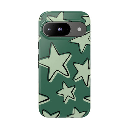 Forest Green Doodle Star Phone Case