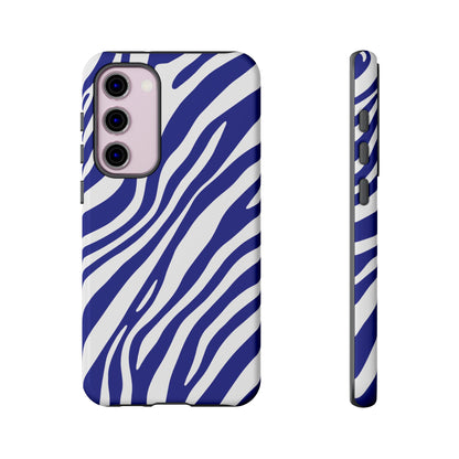 Modern Electric Blue Zebra Print Phone Case