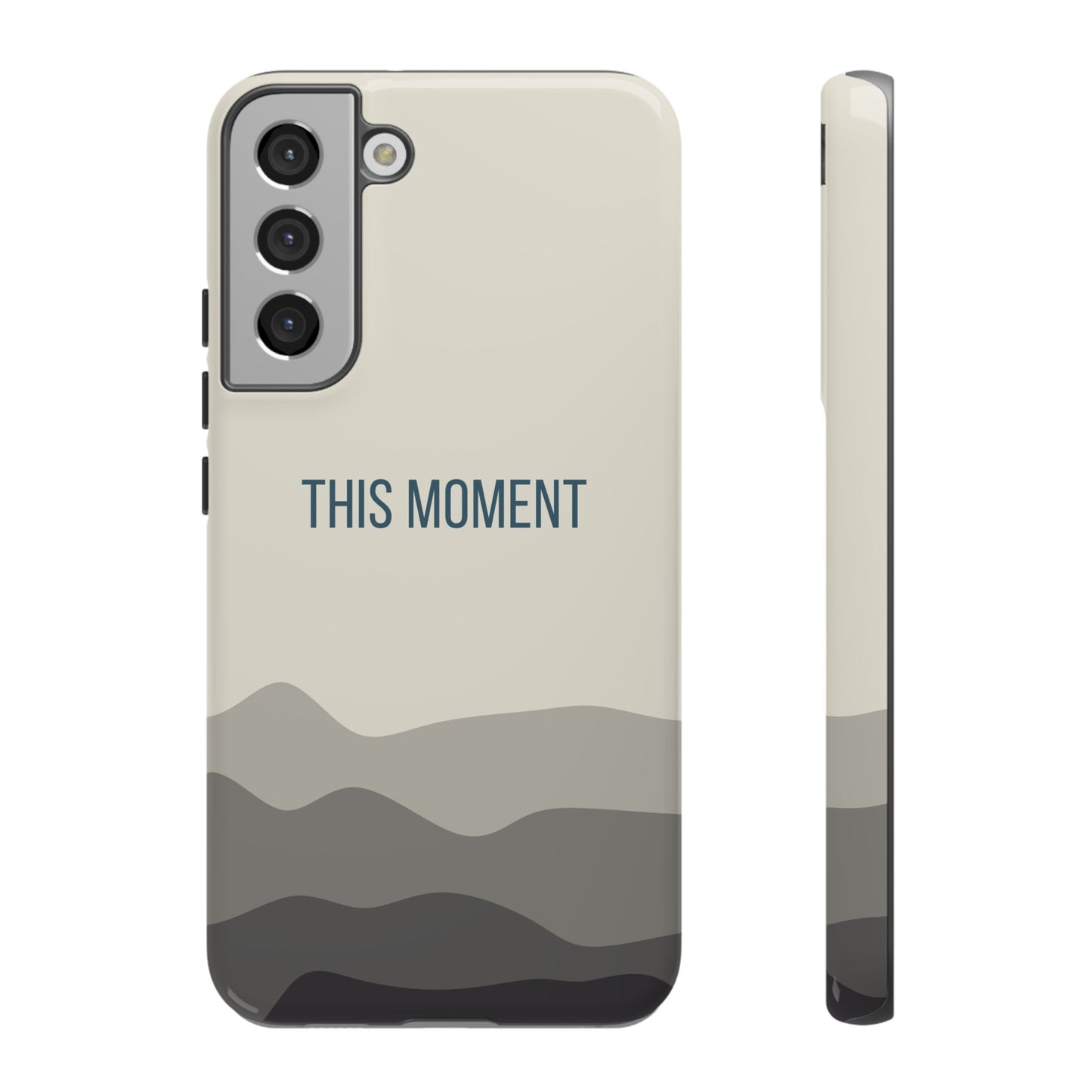 Samsung Galaxy S22 Plus / Glossy Phone Case - Minimalist Cream Waves ’This Moment’ Statement Phone Case