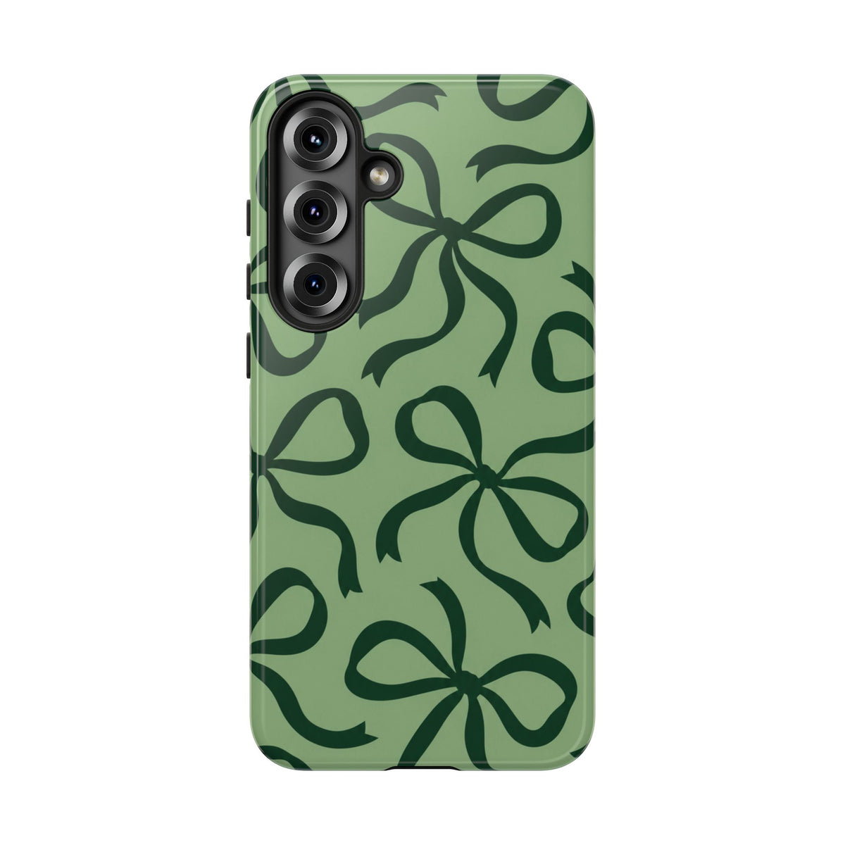 Bold Sage Green and Forest Green Bow Pattern Phone Case
