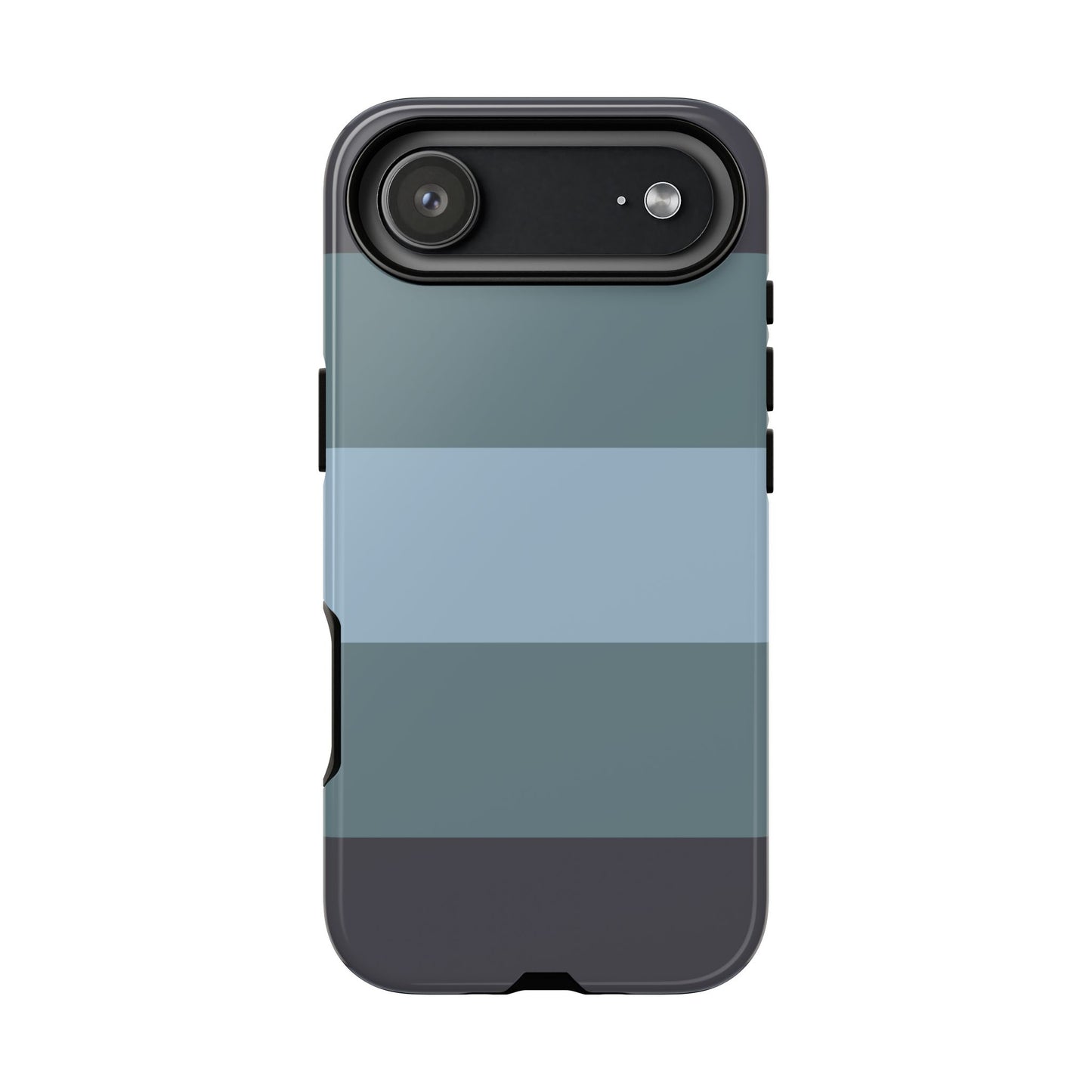 iPhone 17 Air / Glossy Phone Case - Shades of Blue Horizontal Stripe Pattern Phone Case