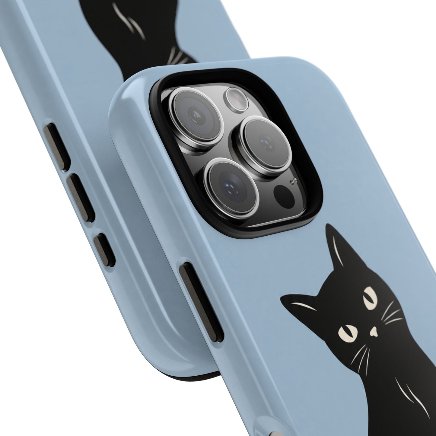 Minimalist Powder Blue & Black Cat Phone Case