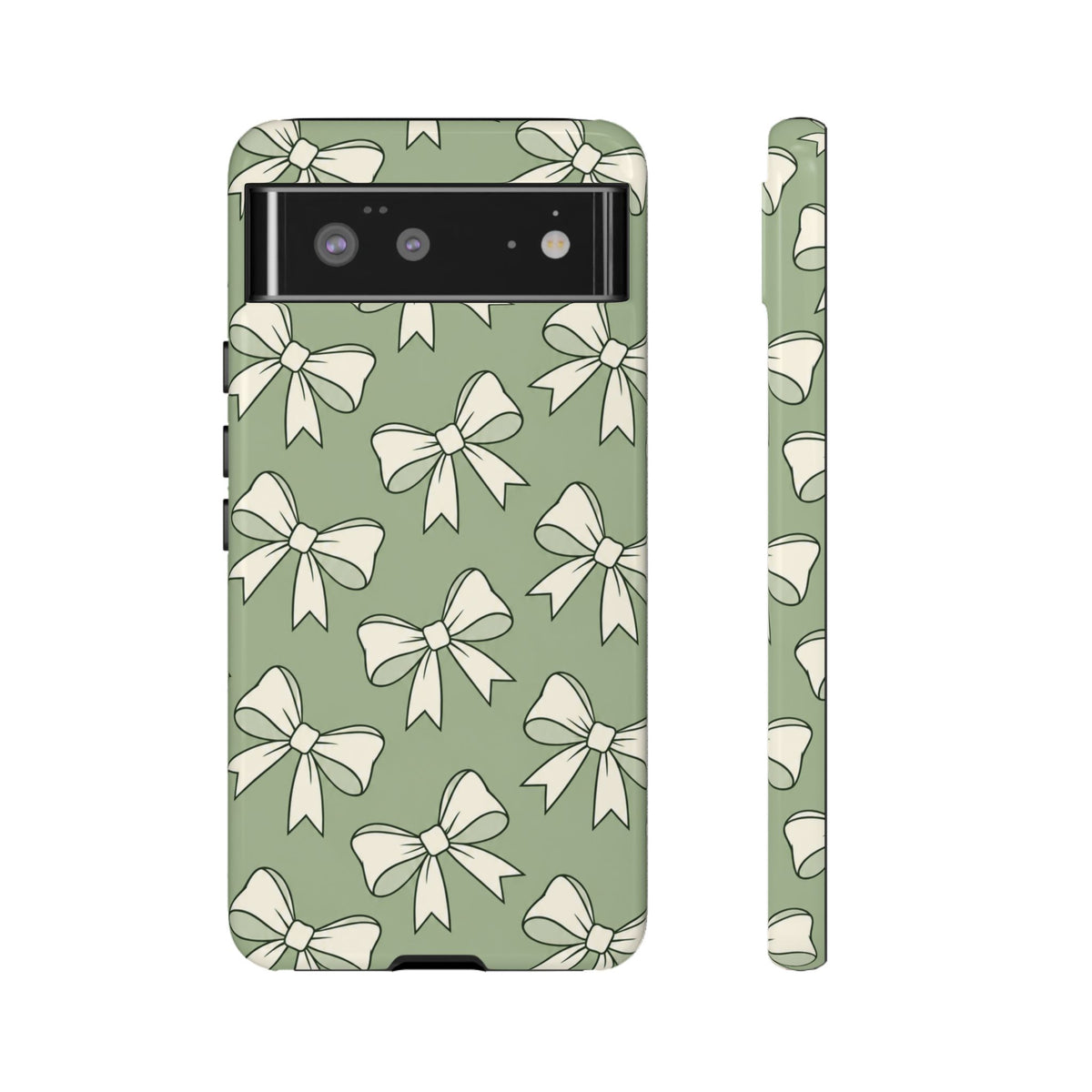 Chic Sage Green Bow Pattern Phone Case