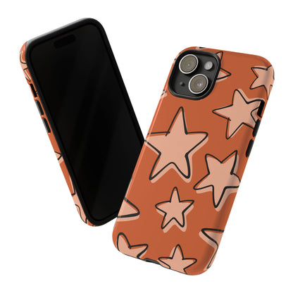 Burnt Orange Doodle Star Phone Case