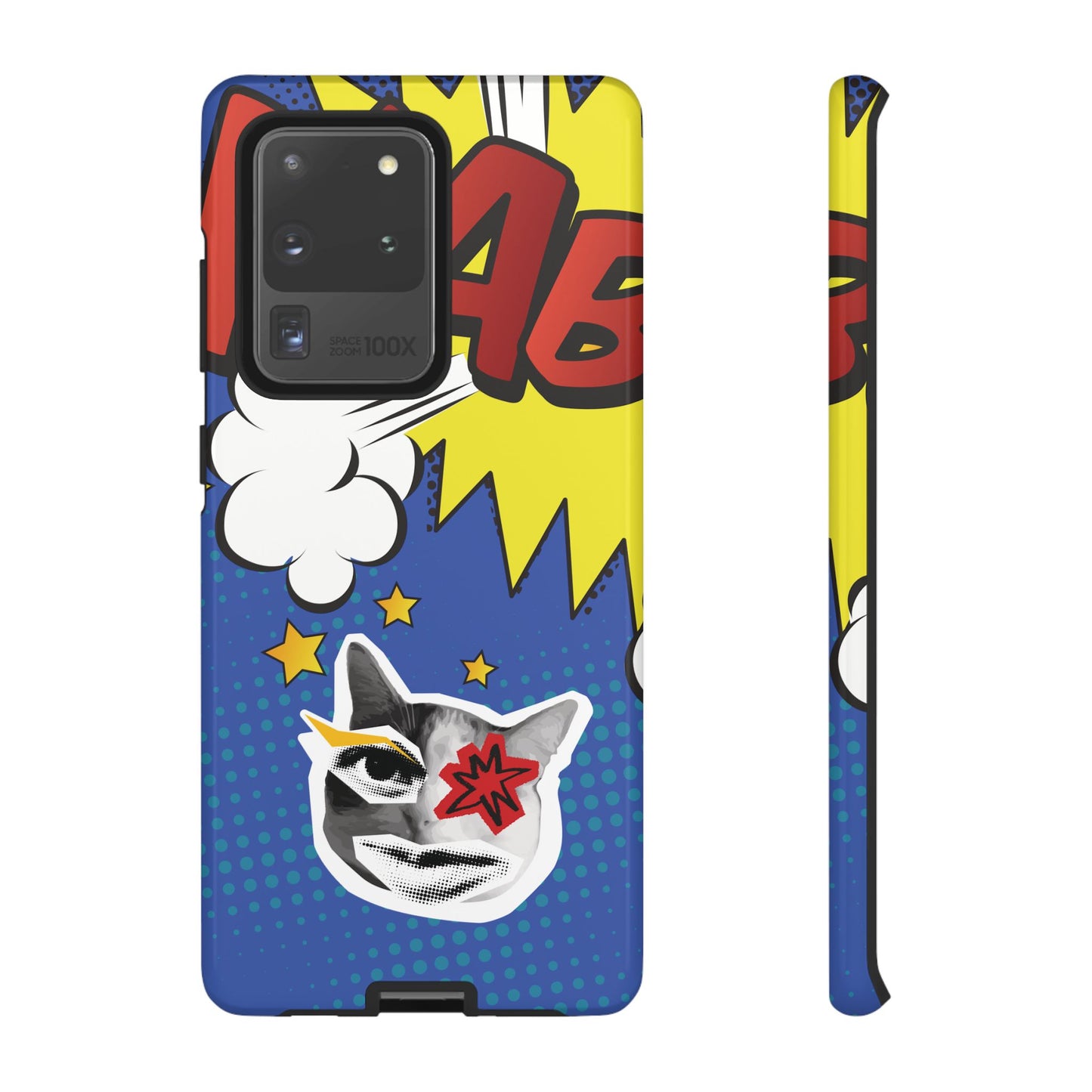 Samsung Galaxy S20 Ultra / Glossy Phone Case - Bold Blue Pop Art Cat Phone Case
