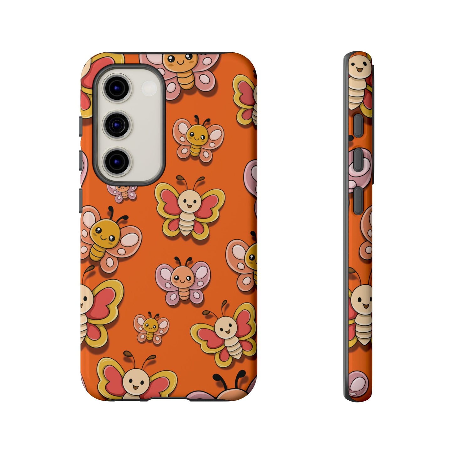 Samsung Galaxy S23 / Glossy Phone Case - Orange Butterfly Sticker Design Phone Case