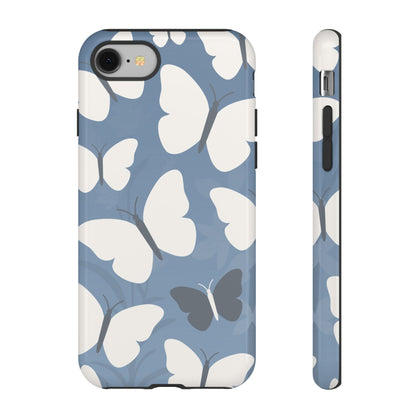 iPhone 8 / Glossy Phone Case - Minimalist Light Blue Butterfly Pattern Phone Case
