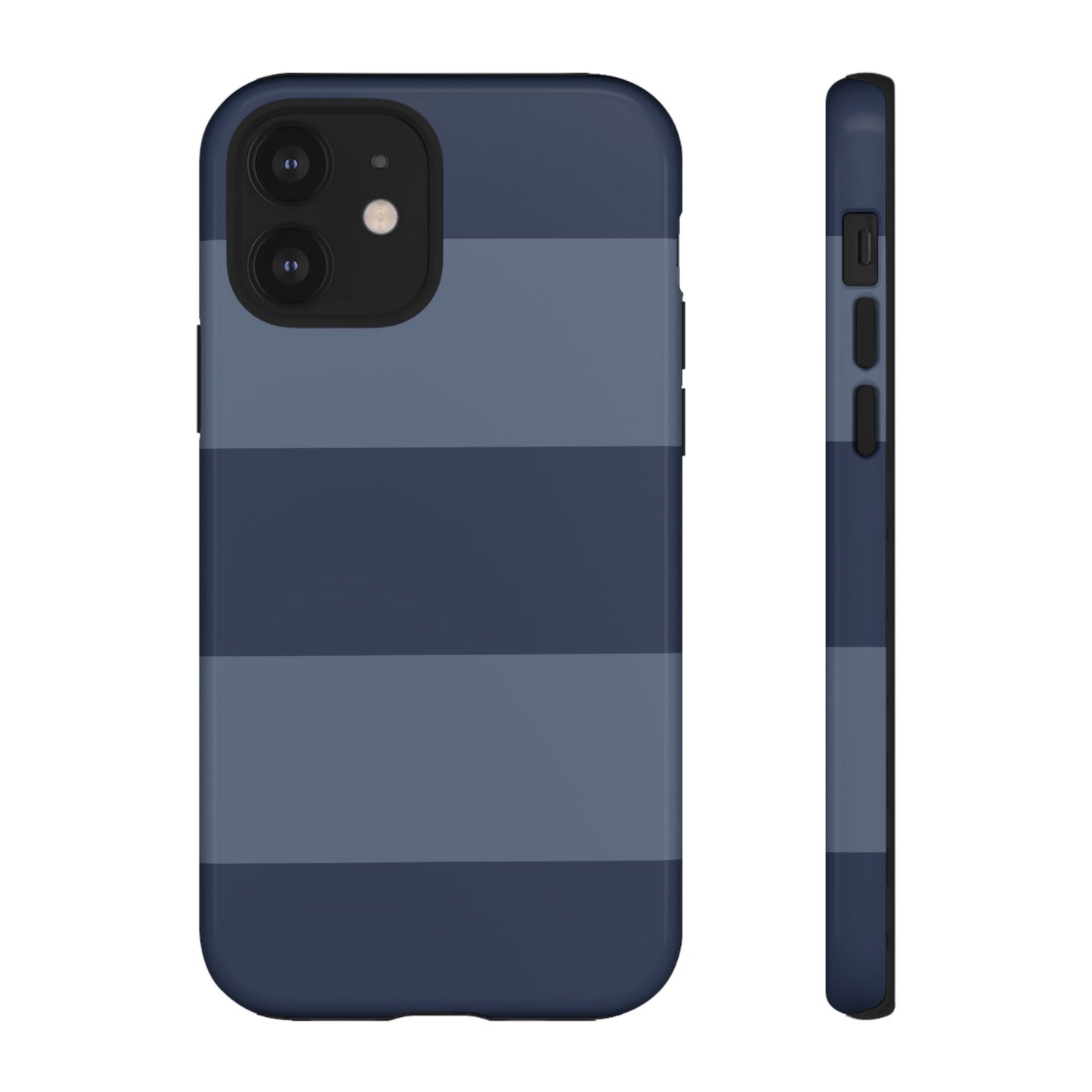 Dark Blue Horizontal Stripe Pattern Phone Case - Blue Phone Case - iPhone 12 / Glossy