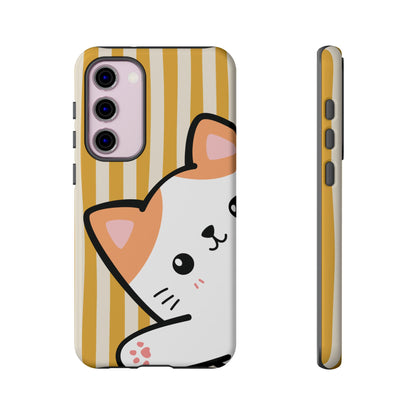Samsung Galaxy S23 Plus / Glossy Phone Case - Peakaboo Cat with Yellow Stripe Pattern Phone Case