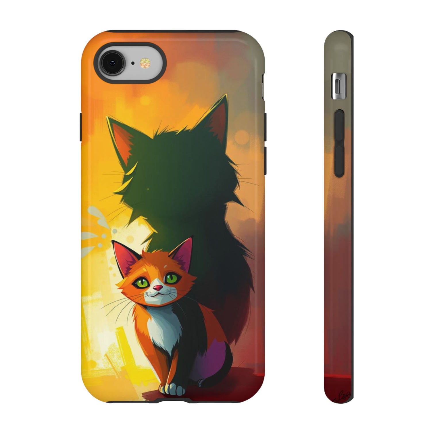 Acrylic Style Shadow Cat Design Phone Case