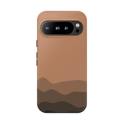 Brown Abstract Waves Protective Phone Case - Brown Phone Case - Google Pixel 9 Pro / Glossy