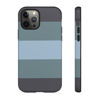 iPhone 12 Pro / Glossy Phone Case - Shades of Blue Horizontal Stripe Pattern Phone Case