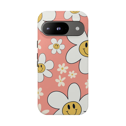 Fun Retro Daisy Pattern with Pink Background Phone Case - Pink Phone Case - Google Pixel 9 / Glossy