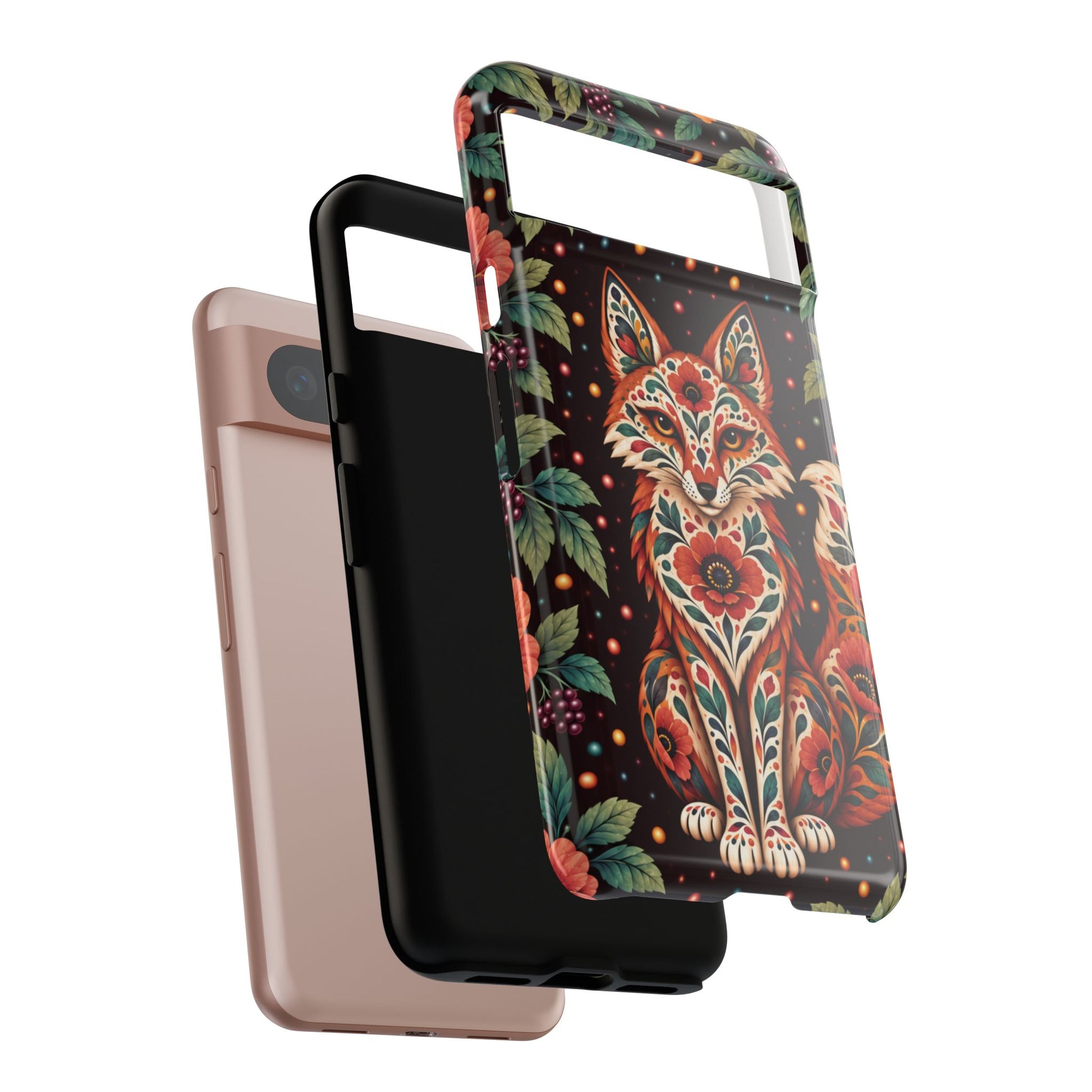Vibrant Terracotta and Teal Calavera Fox Phone Case - Multicolor Phone Case
