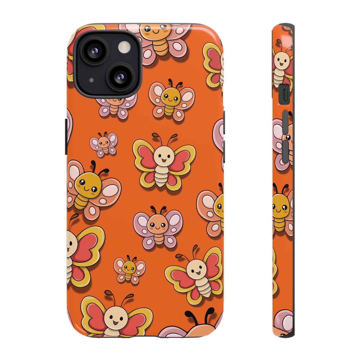 iPhone 13 / Glossy Phone Case - Orange Butterfly Sticker Design Phone Case