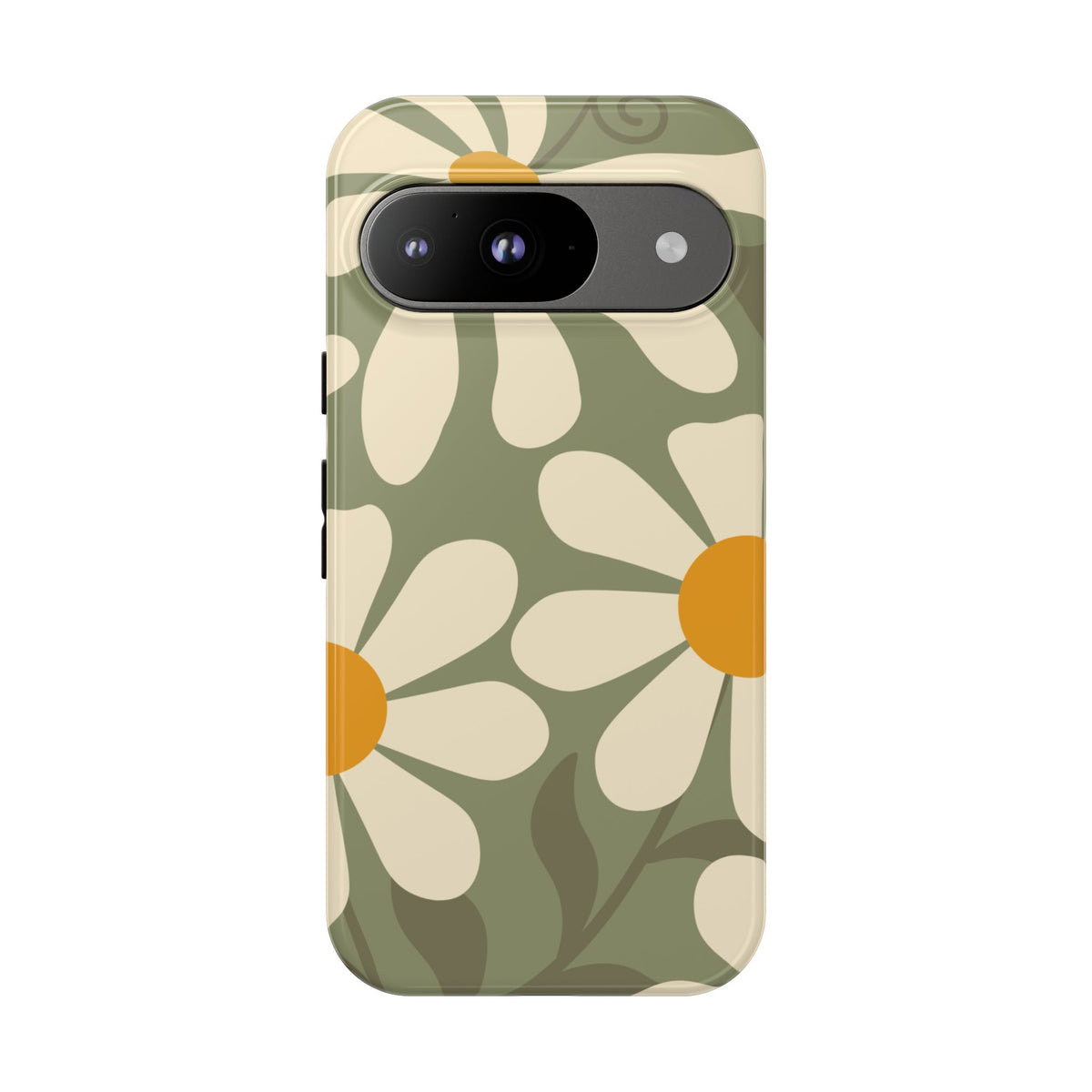 Retro Green Daisy Pattern #2 Phone Case - Green Phone Case - Google Pixel 9 / Glossy