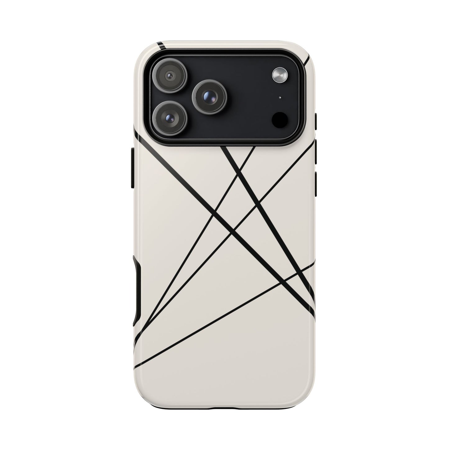 iPhone 17 Pro Max / Glossy Phone Case - Abstract White with Black Lines Phone Case