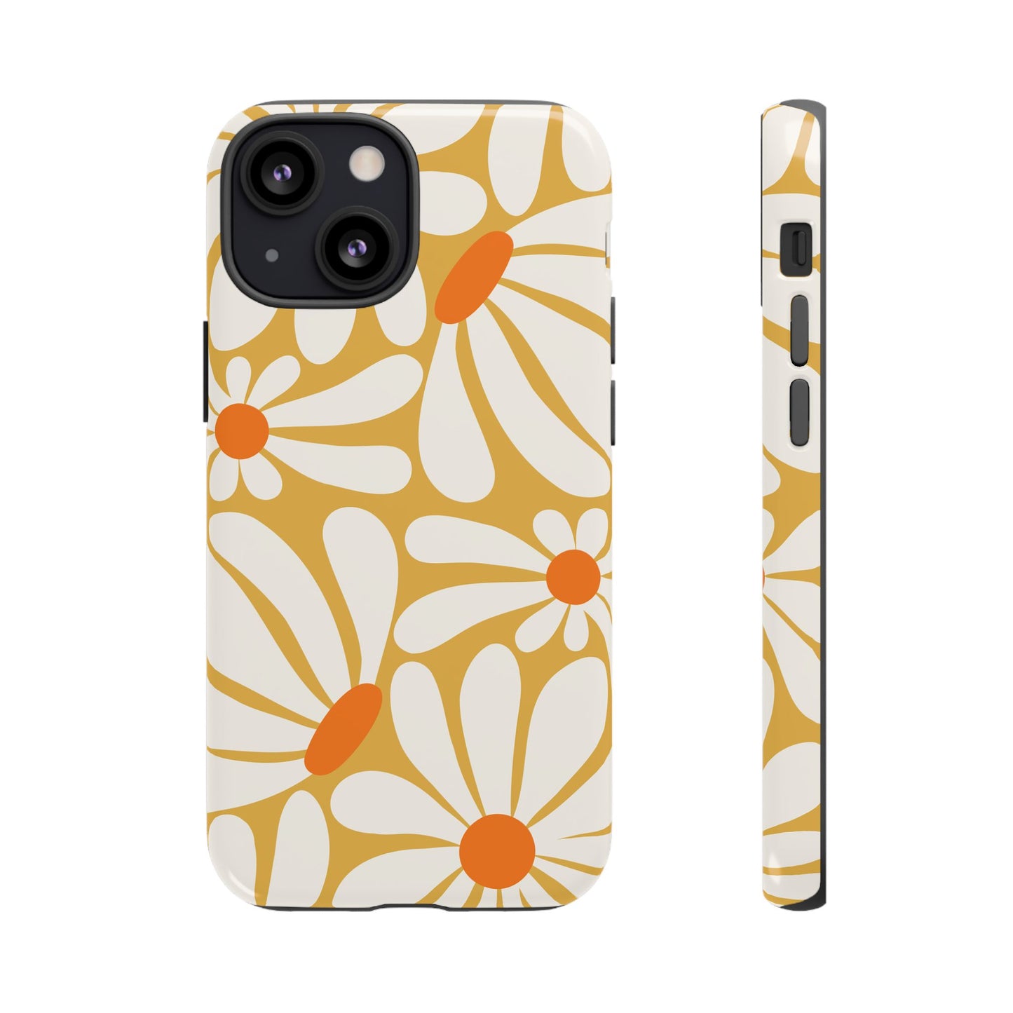 iPhone 13 Mini / Glossy Phone Case - Retro Yellow Daisy Pattern Phone Case