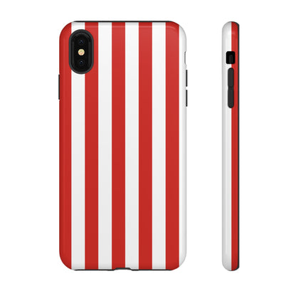 iPhone XS MAX / Glossy Phone Case - Simple Dark Orange & White Stripe Pattern Phone Case