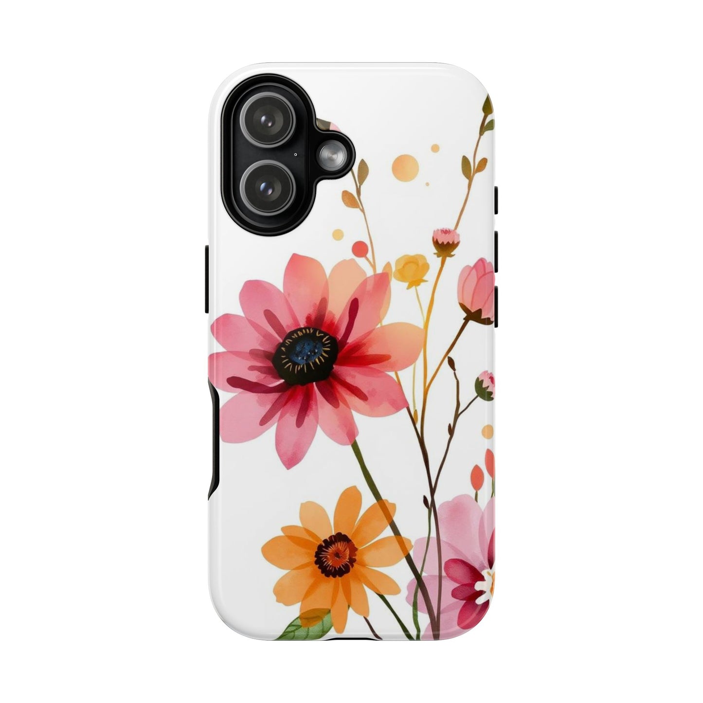 iPhone 17 / Glossy Phone Case - Watercolour Style Simple Wildflower Design Phone Case