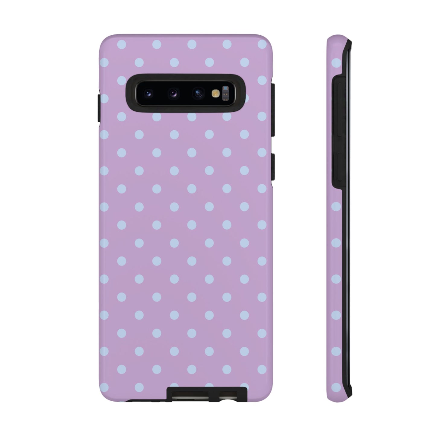 Samsung Galaxy S10 / Glossy Phone Case - Trendy Lilac & Ice Blue Dot Pattern Phone Case